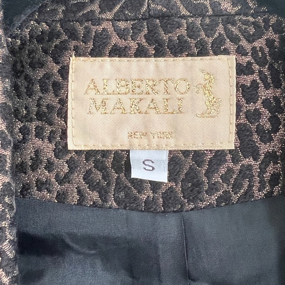 Alberto Makali Animal Print Blazer Brown Textured Open Front Jacket Cardigan - Picture 6 of 8